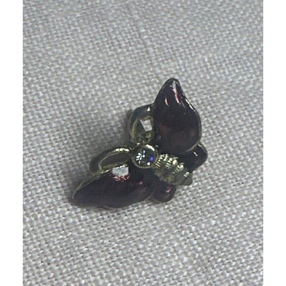 Liz Clairborne Purple Violet Butterfly Enamel Lapel Pin Brooch With Rhinestone - Picture 1 of 7